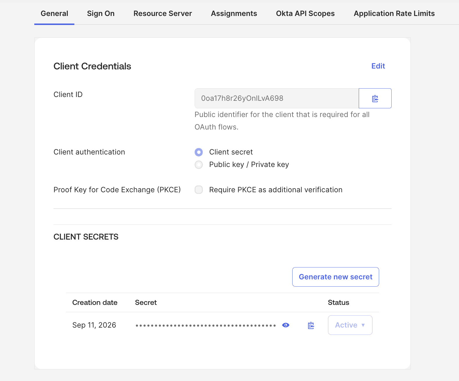 Okta integration parameters