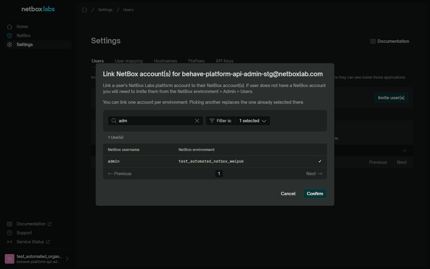 Link NetBox accounts picker