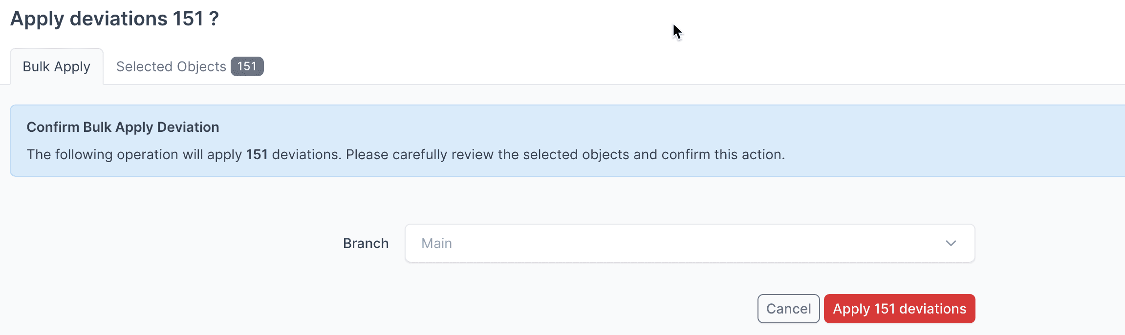 Confirm applying deviations