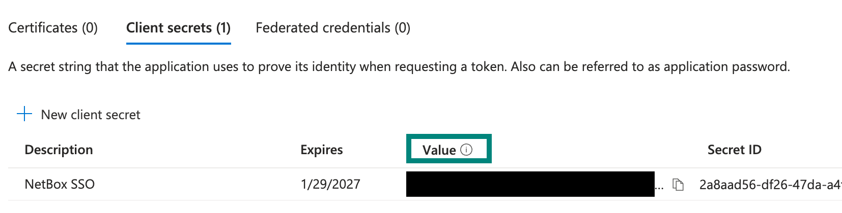 Client secret parameters