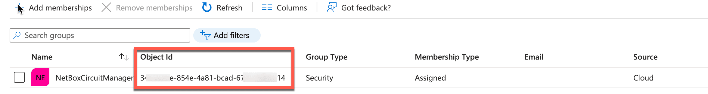 Entra ID Group Object ID