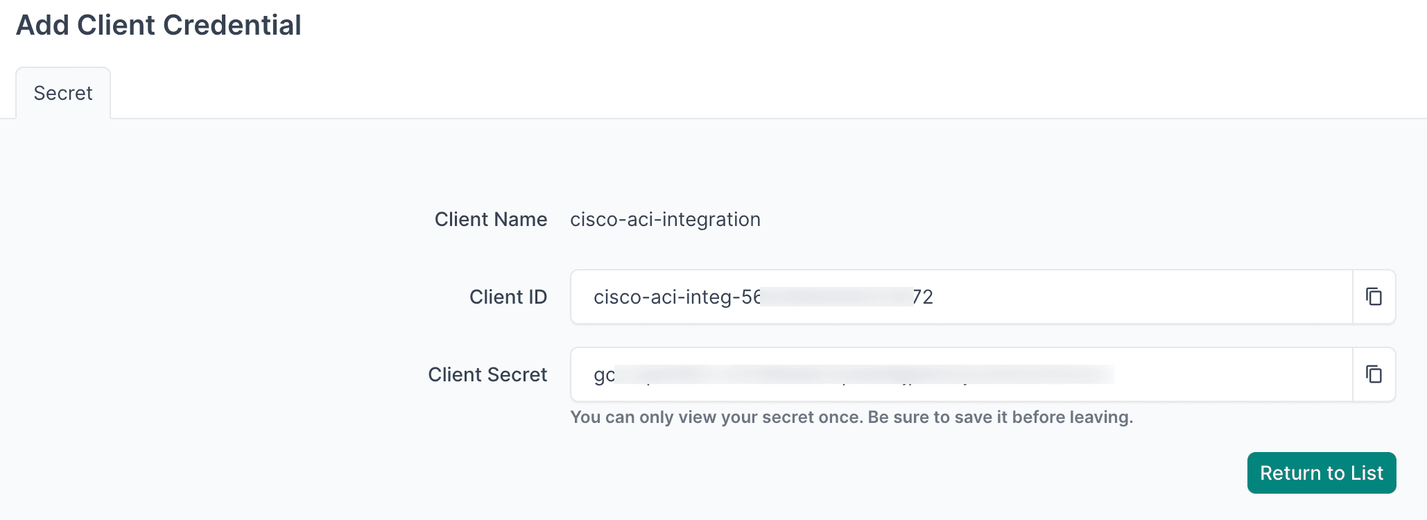 Copy the client ID and secret