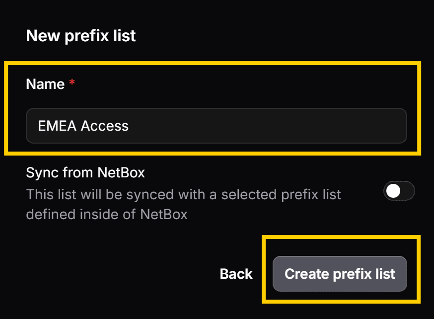 name prefix list