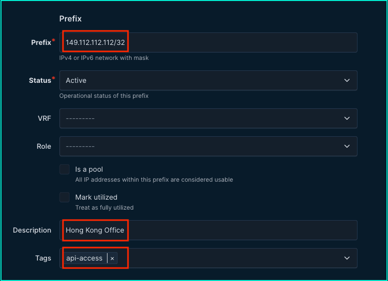 view prefix list