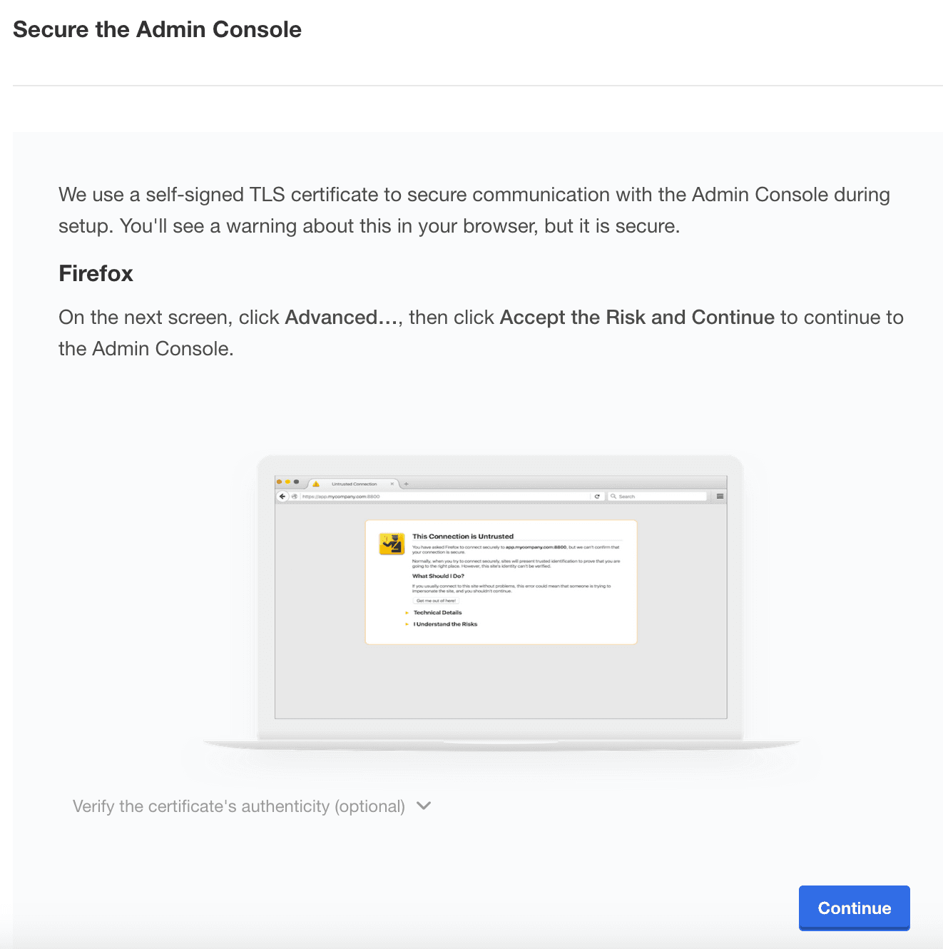 Screenshot: Secure the Admin Console