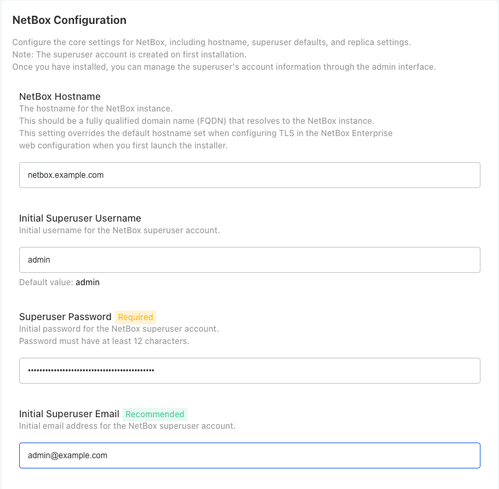 Screenshot: NetBox Configuration