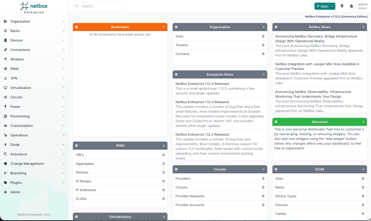 Screenshot: NetBox Enterprise Home
