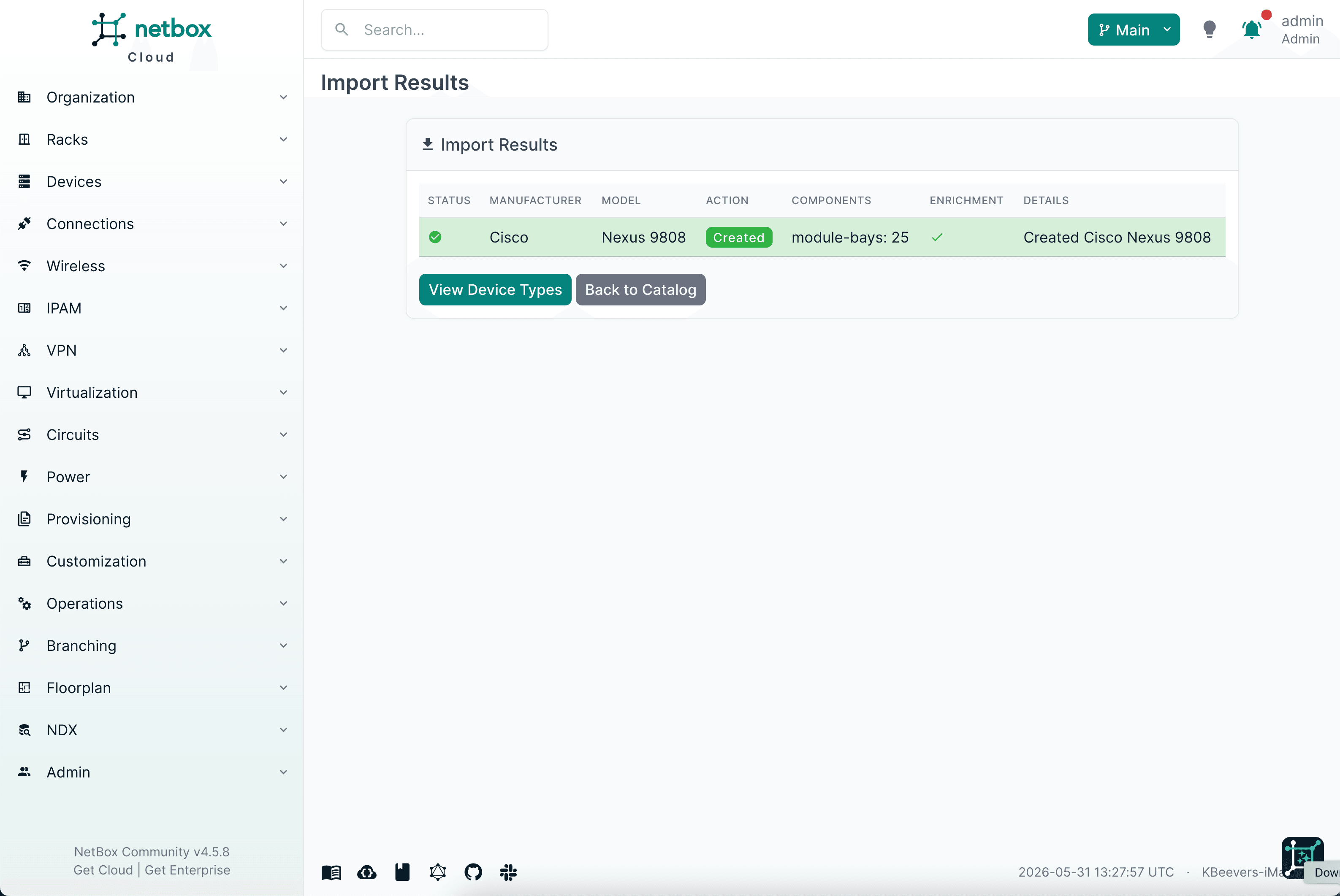 Import results