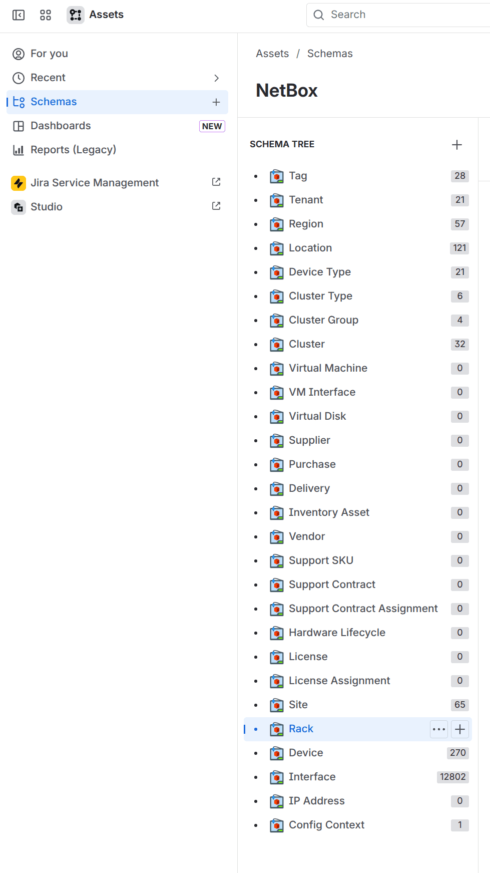 NetBox schema and object types in Jira Assets