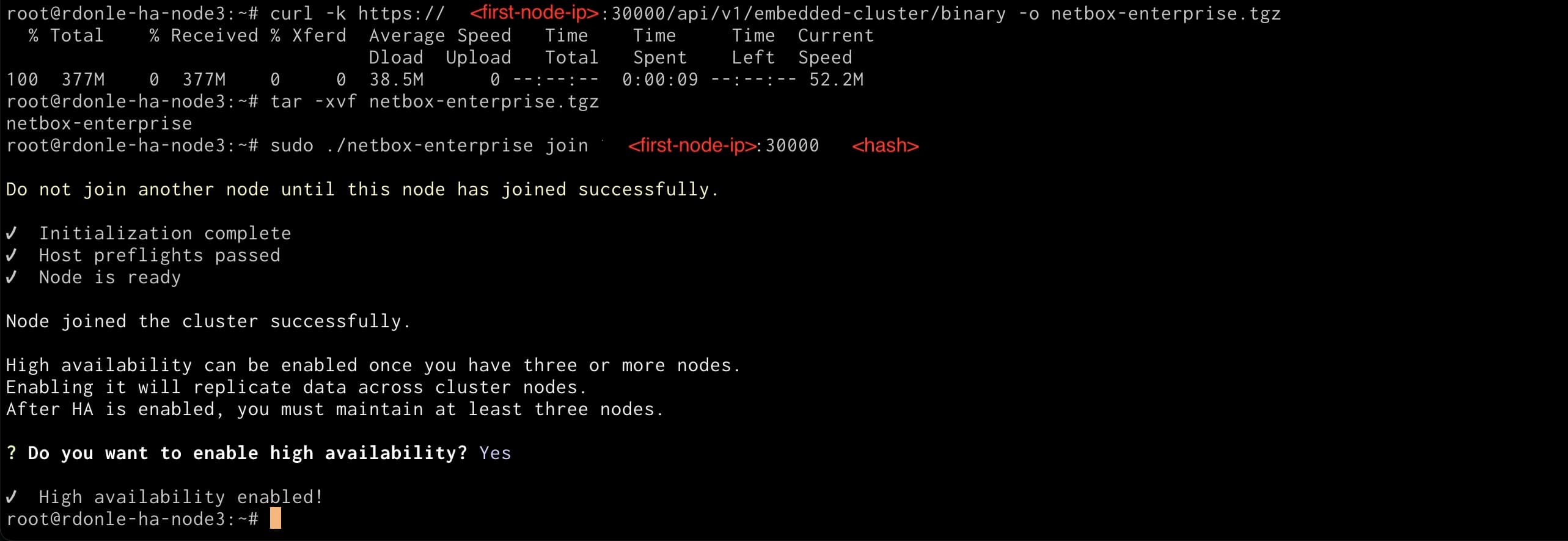 Join Node Terminal Output
