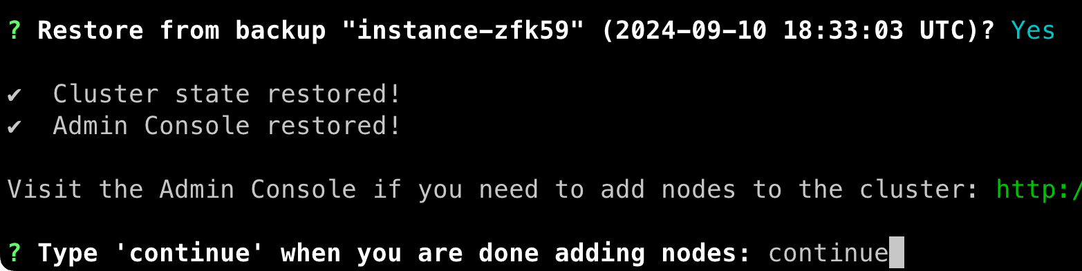 Continue restore