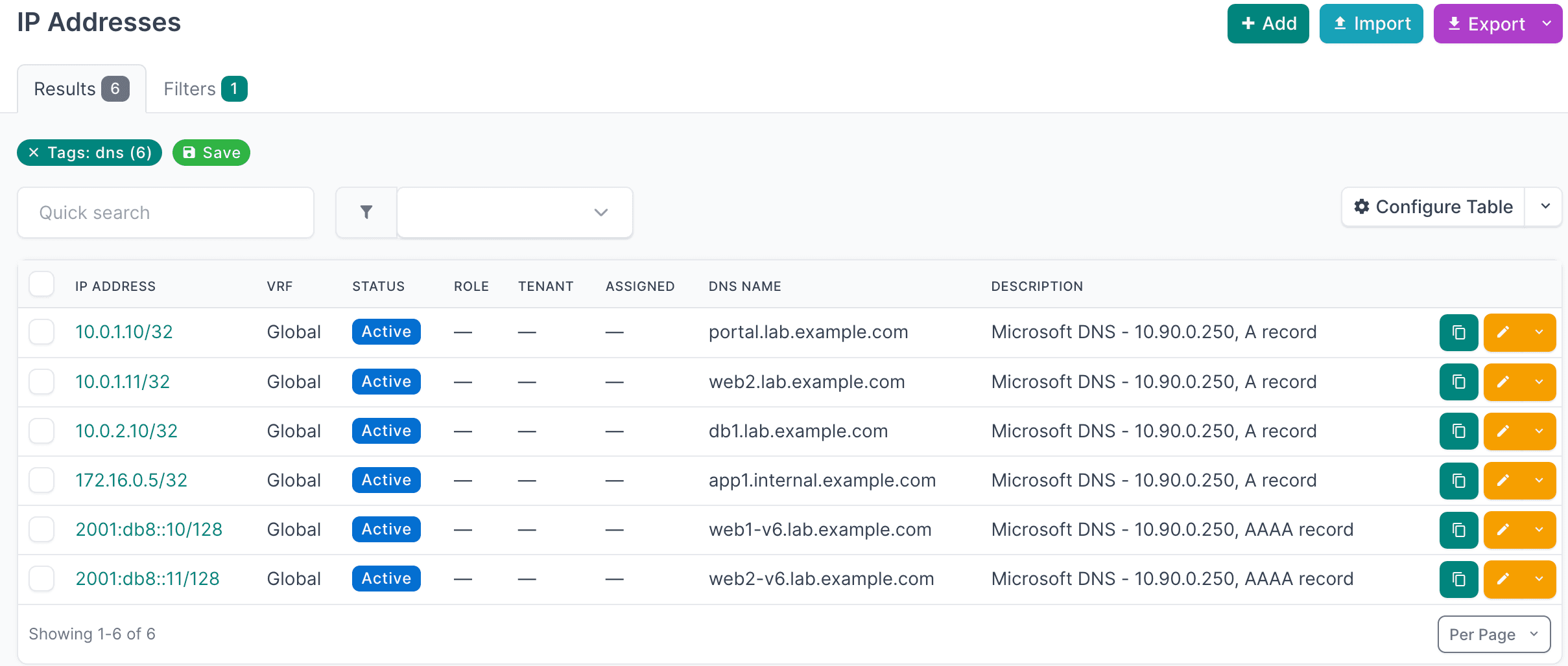 DNS IP addresses