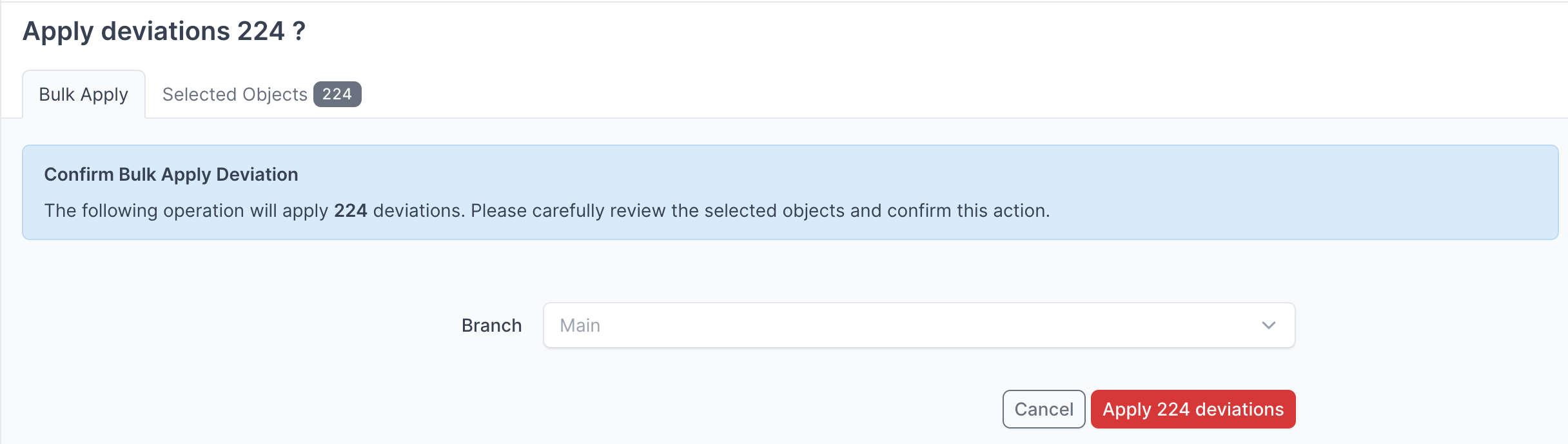 confirm apply deviations
