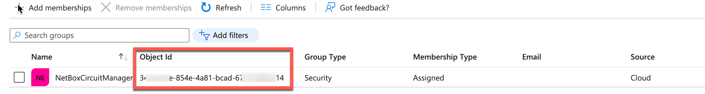 Azure Group Object ID