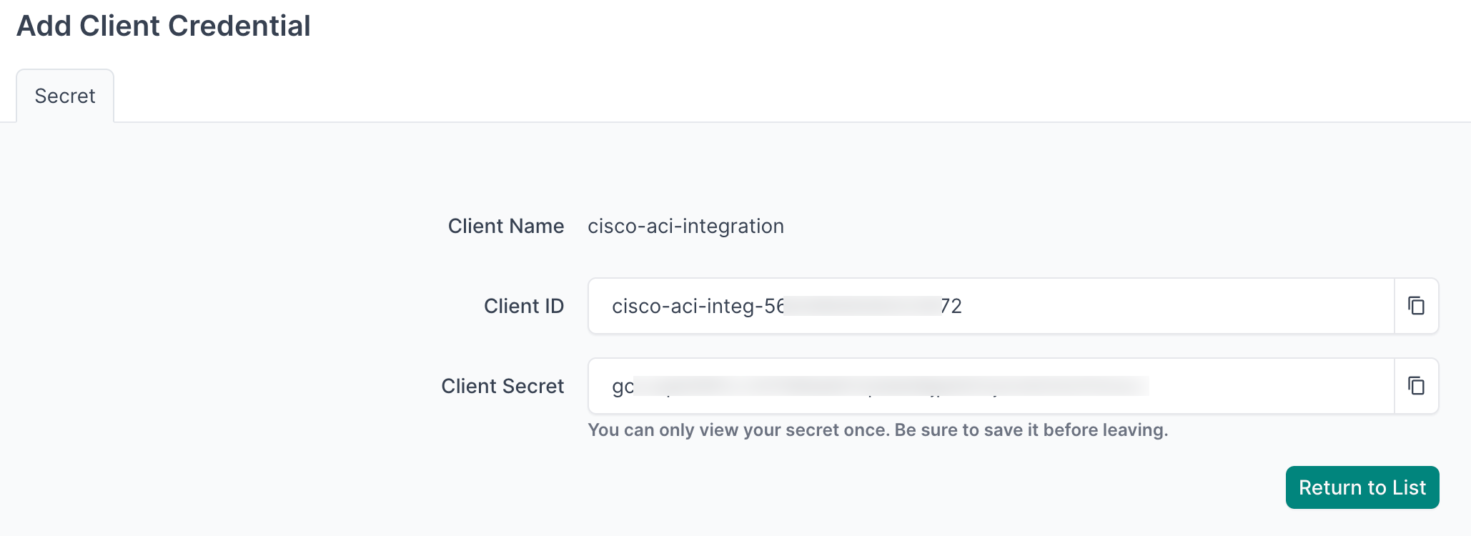 Copy the client ID and secret