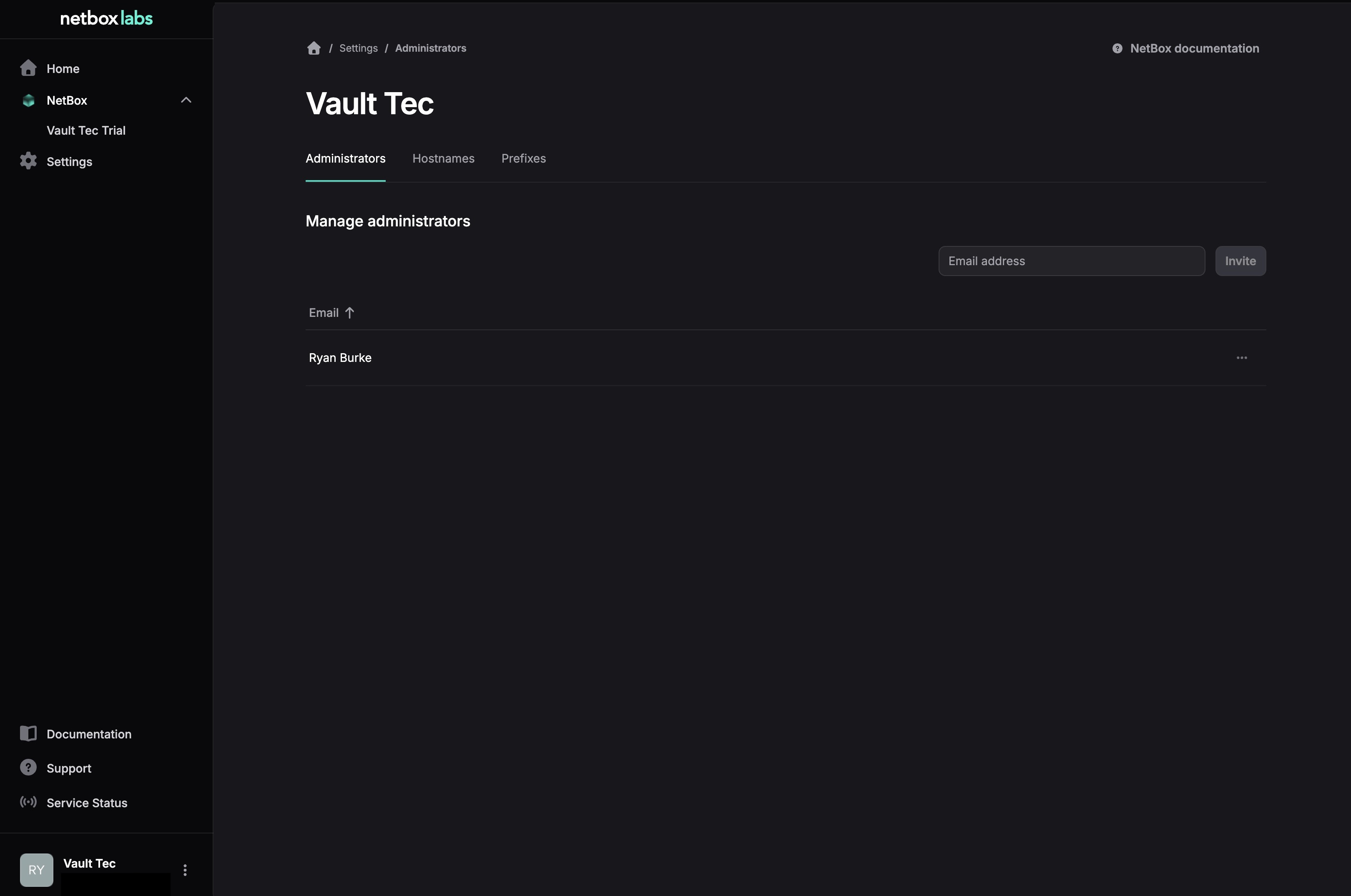 netbox console admin nav