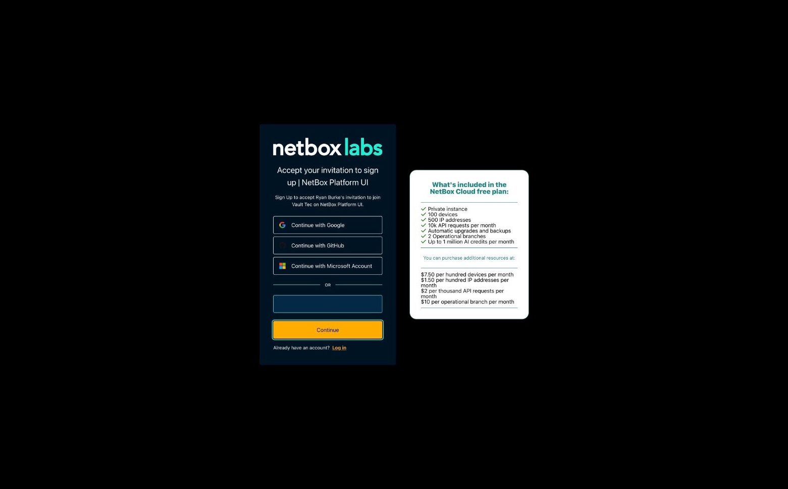 netbox console invite accept