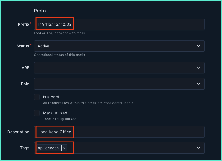 view prefix list