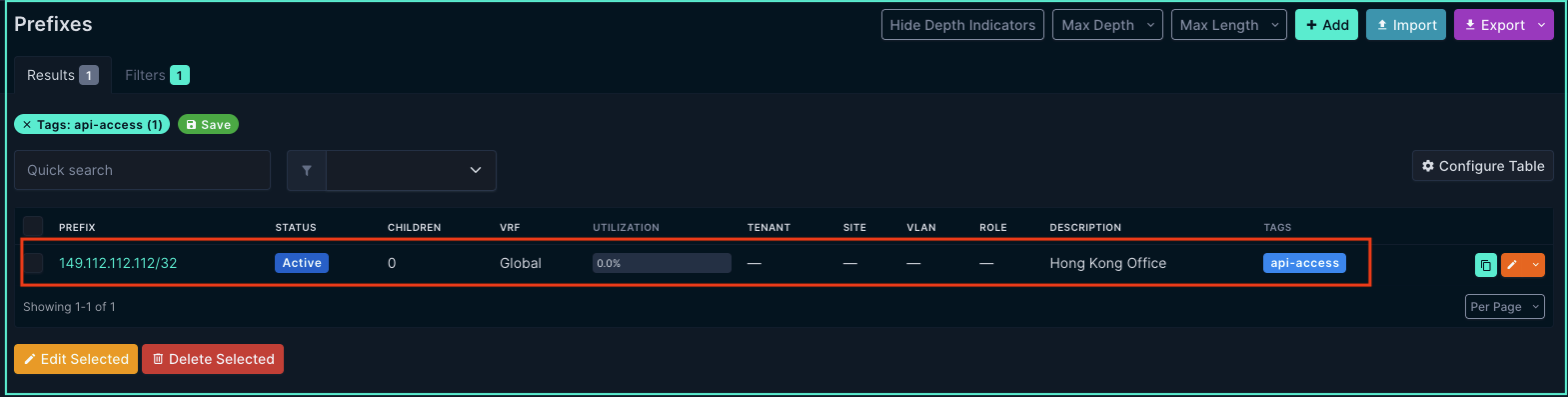 view prefixes