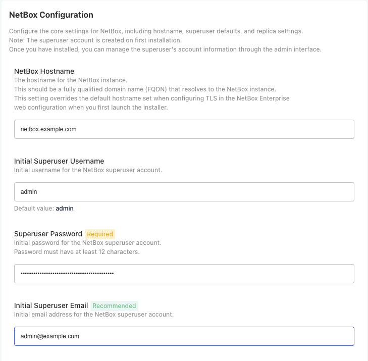 Screenshot: NetBox Configuration