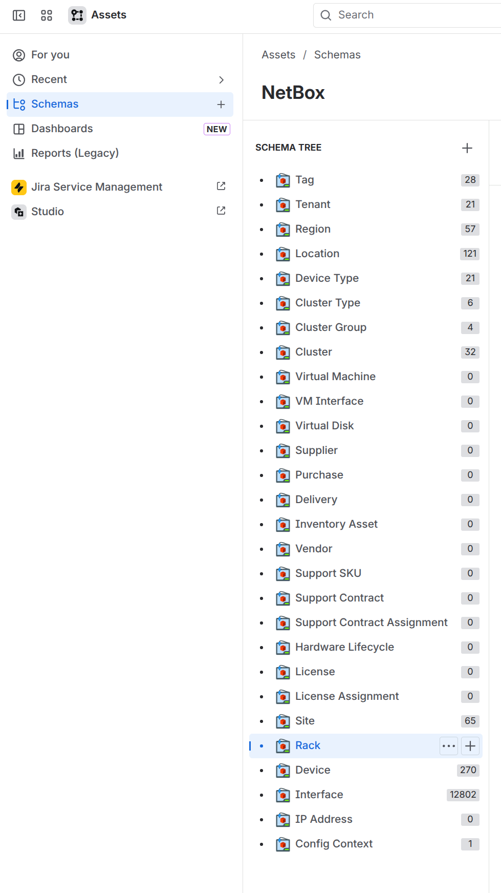 NetBox schema and object types in Jira Assets