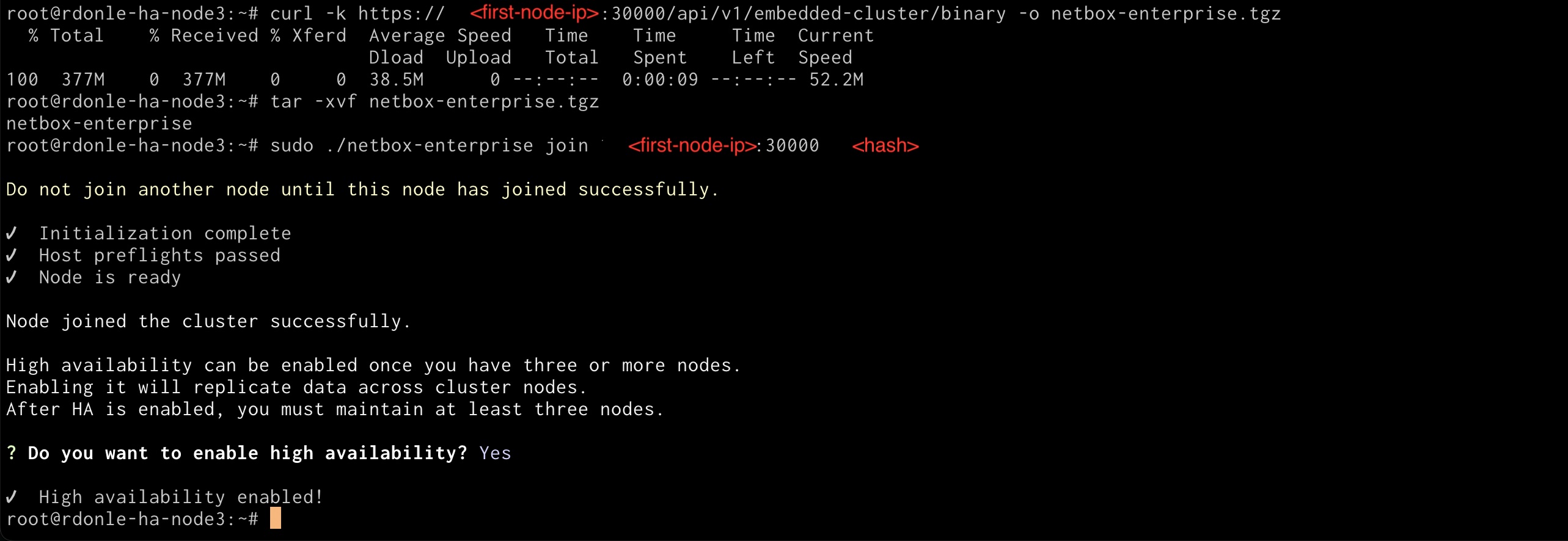 Join Node Terminal Output