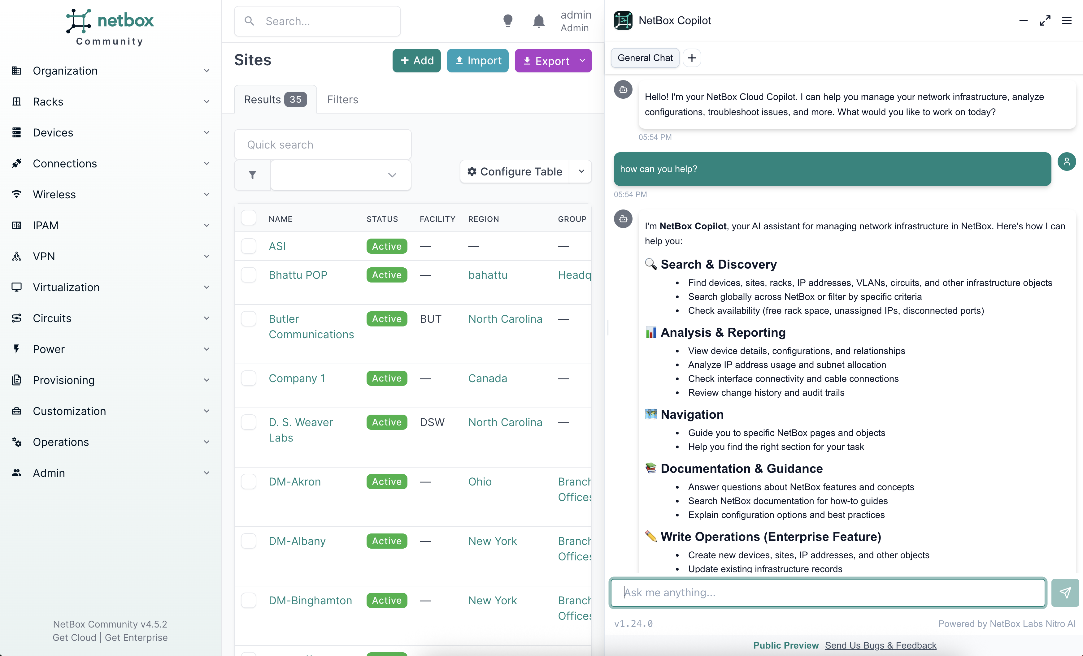 NetBox Copilot embedded in NetBox interface