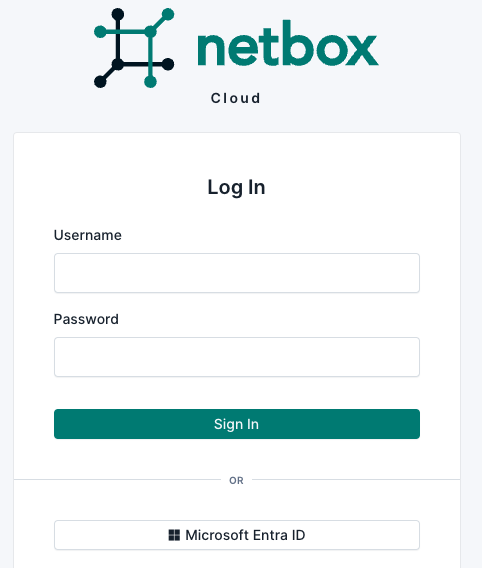 NetBox Entra ID login form