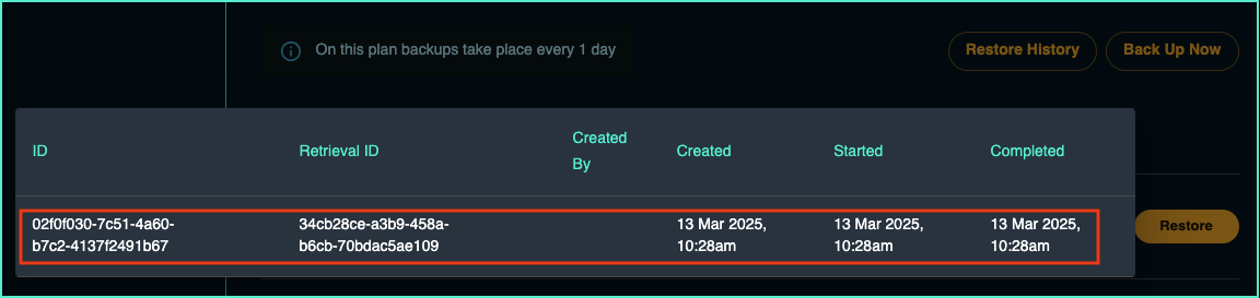 completed restore
