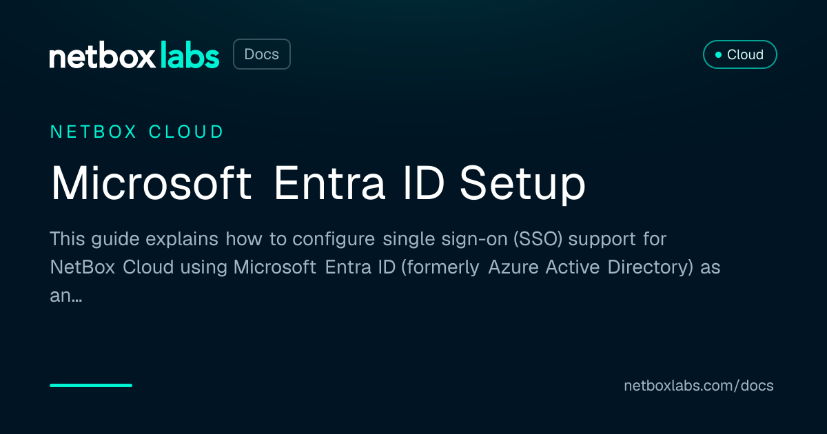 Netbox Add Sso Microsoft Entra ID Setup (formerly Azure Active Directory) | NetBox ...