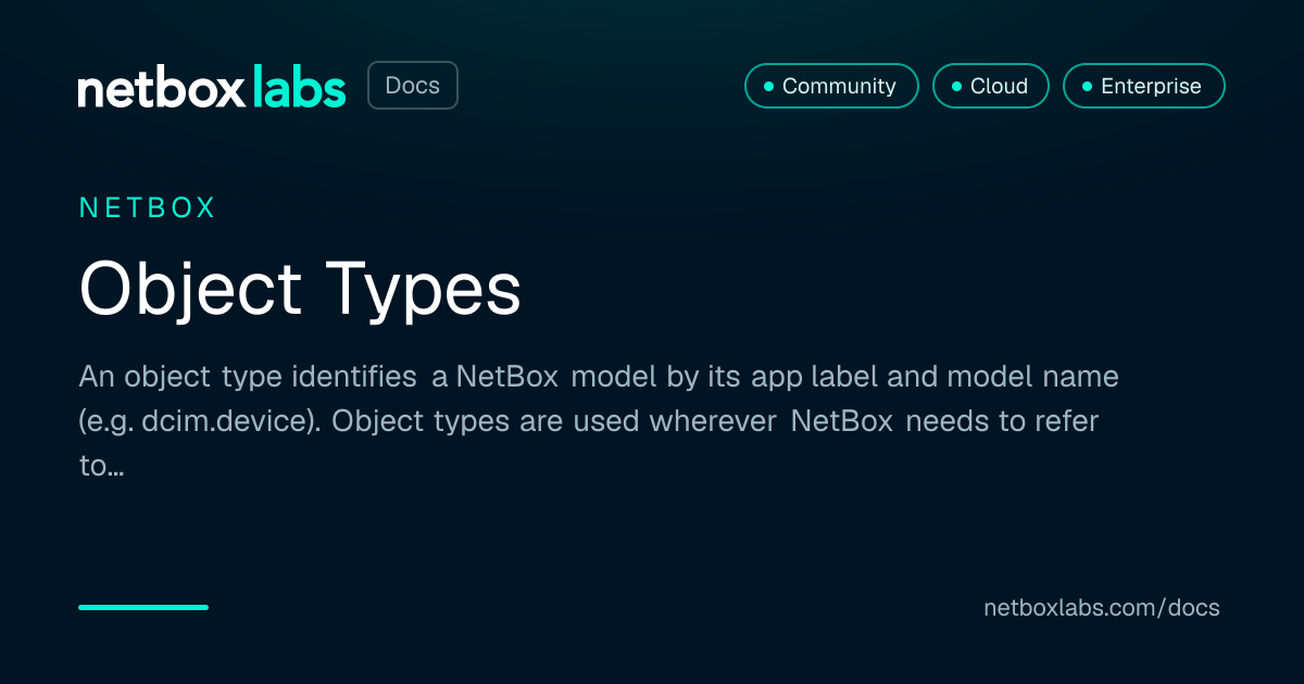 Netbox Object Model Object Types | NetBox Labs Docs