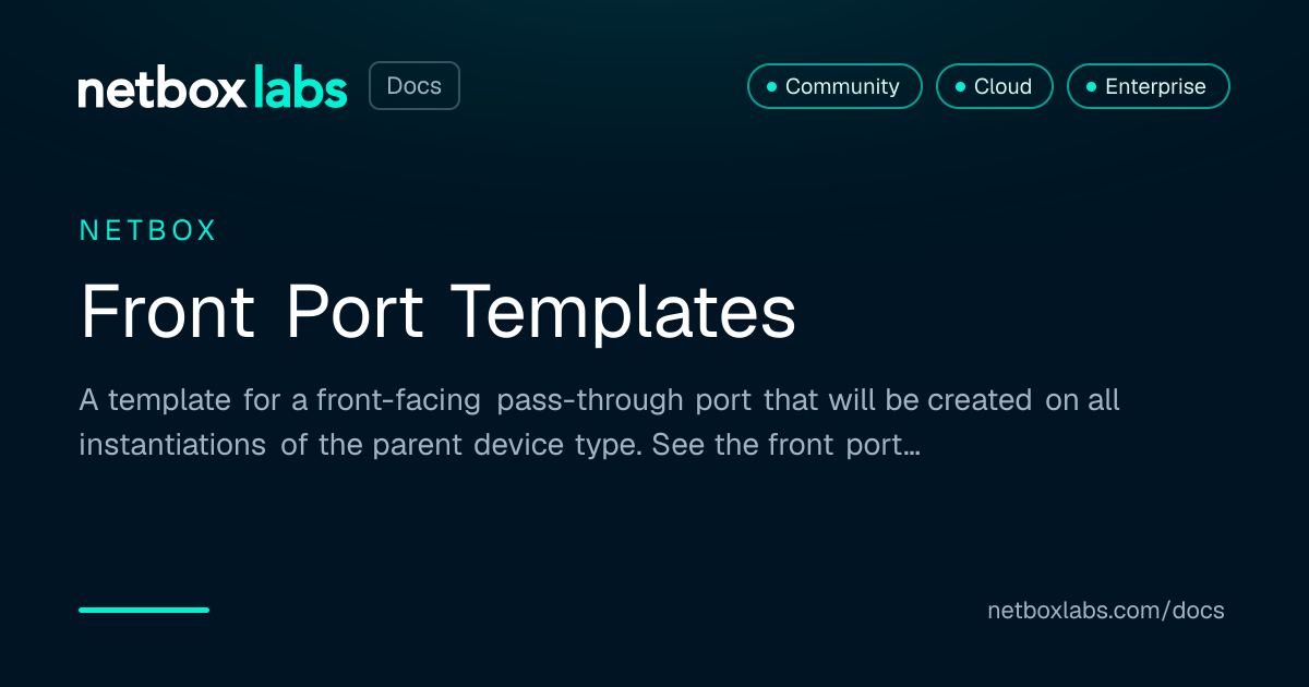 Front Port Templates | NetBox Labs Docs