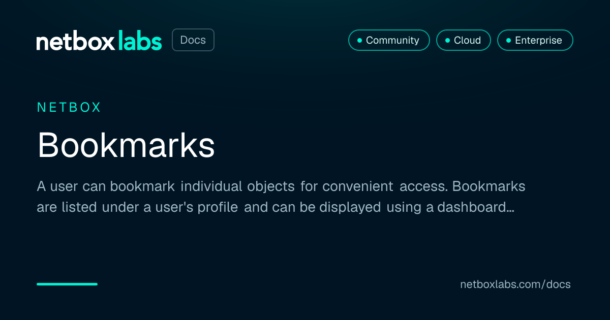 Bookmarks | NetBox Labs Docs