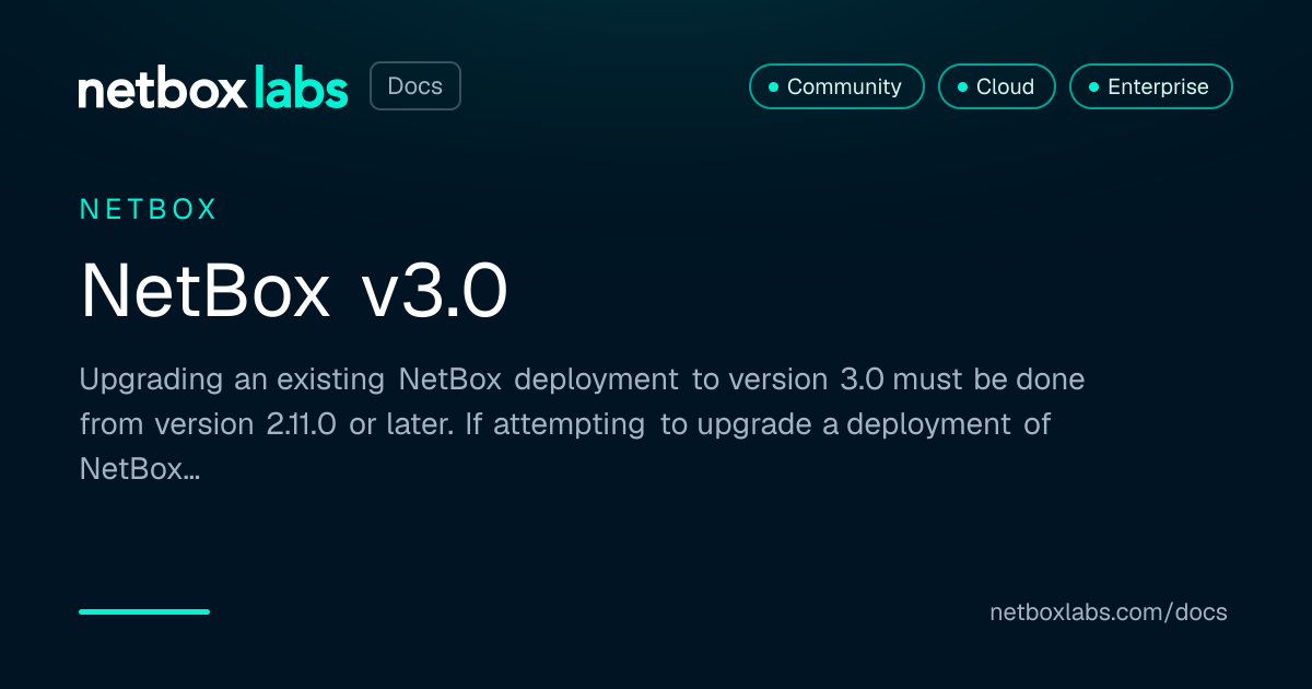 NetBox v3.0 | NetBox Labs Docs