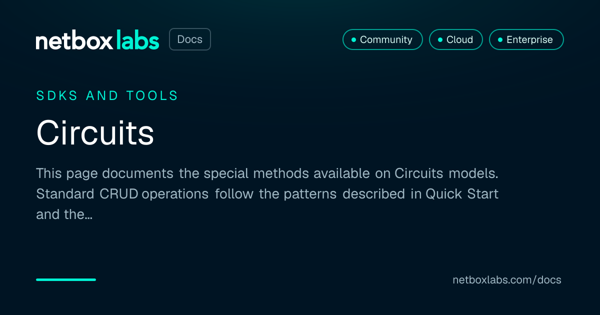 Circuits | NetBox Labs Docs