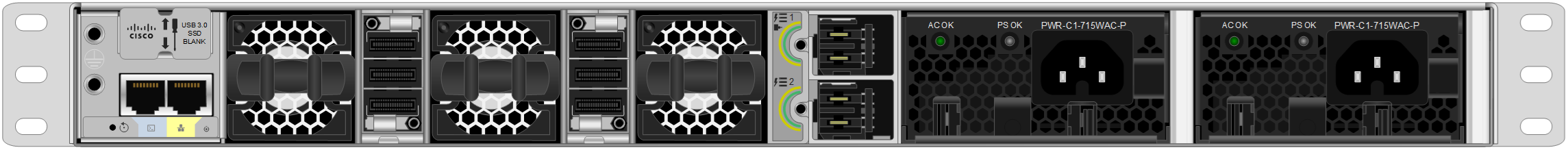 Cisco Catalyst 9300-24S rear view