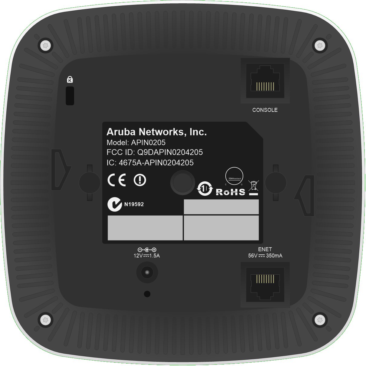 HPE Aruba AP-205 rear view