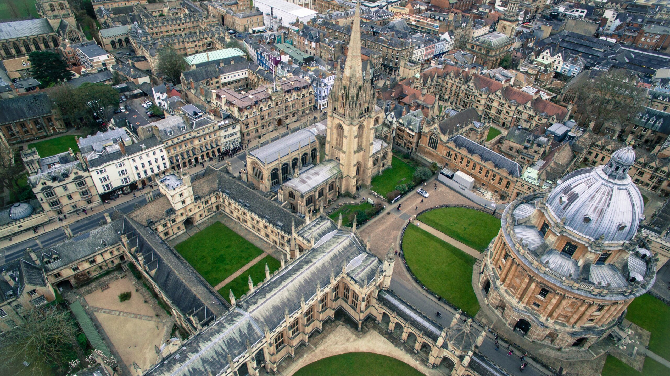 Ariel photograph of a university campus meant to depict a complex IT network.